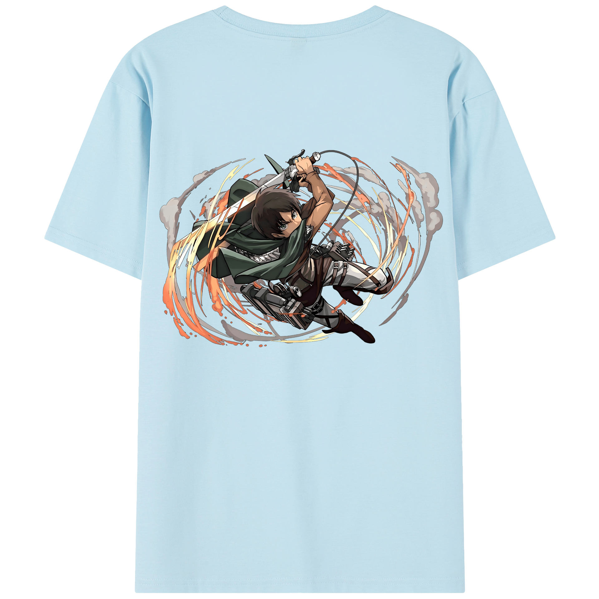 （画像用） 進撃の巨人 エレン･イェーガー Attack on Titan Eren Jäger 綿100％半袖Tシャツ（背面プリント）